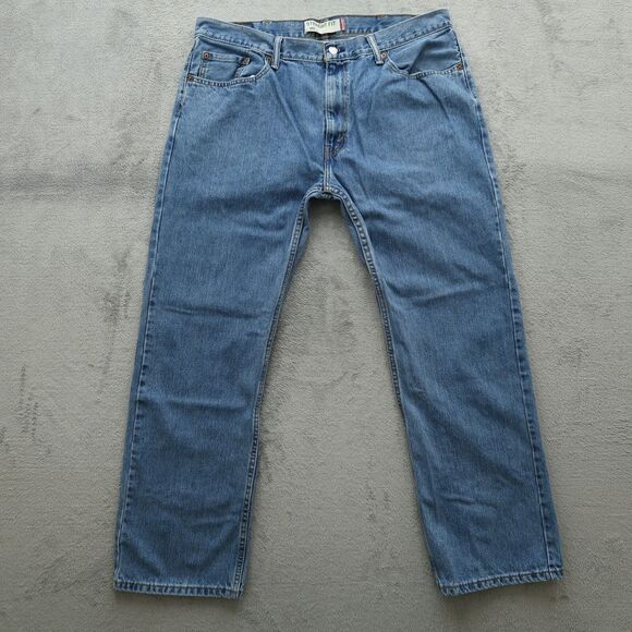 Levi's 505 Jeans Mens Size 38x30 Blue Regular Straight 100% Cotton Denim Pants - Picture 1 of 16